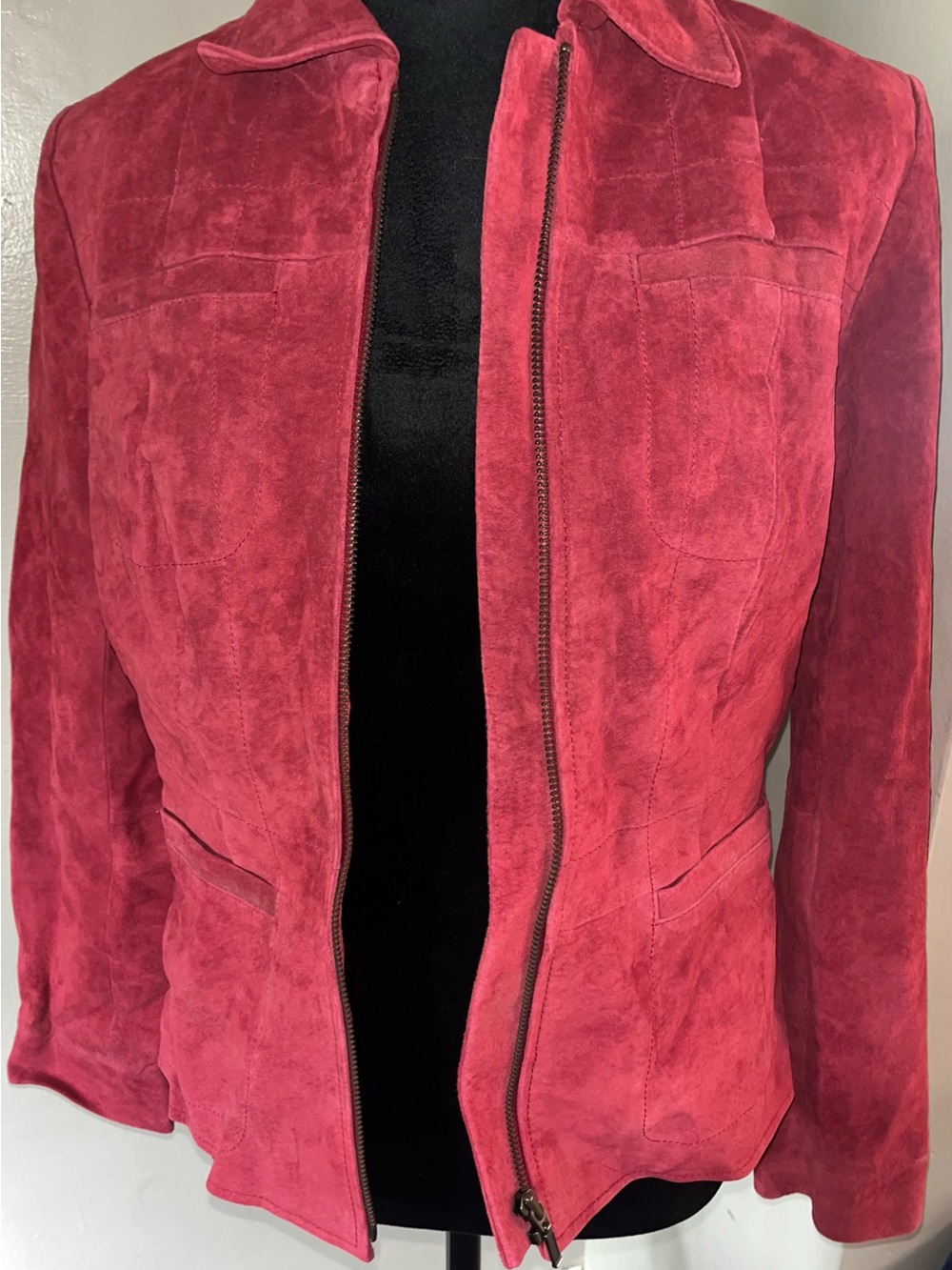 Alfani Red Suede Zip-Front Women's Jacket